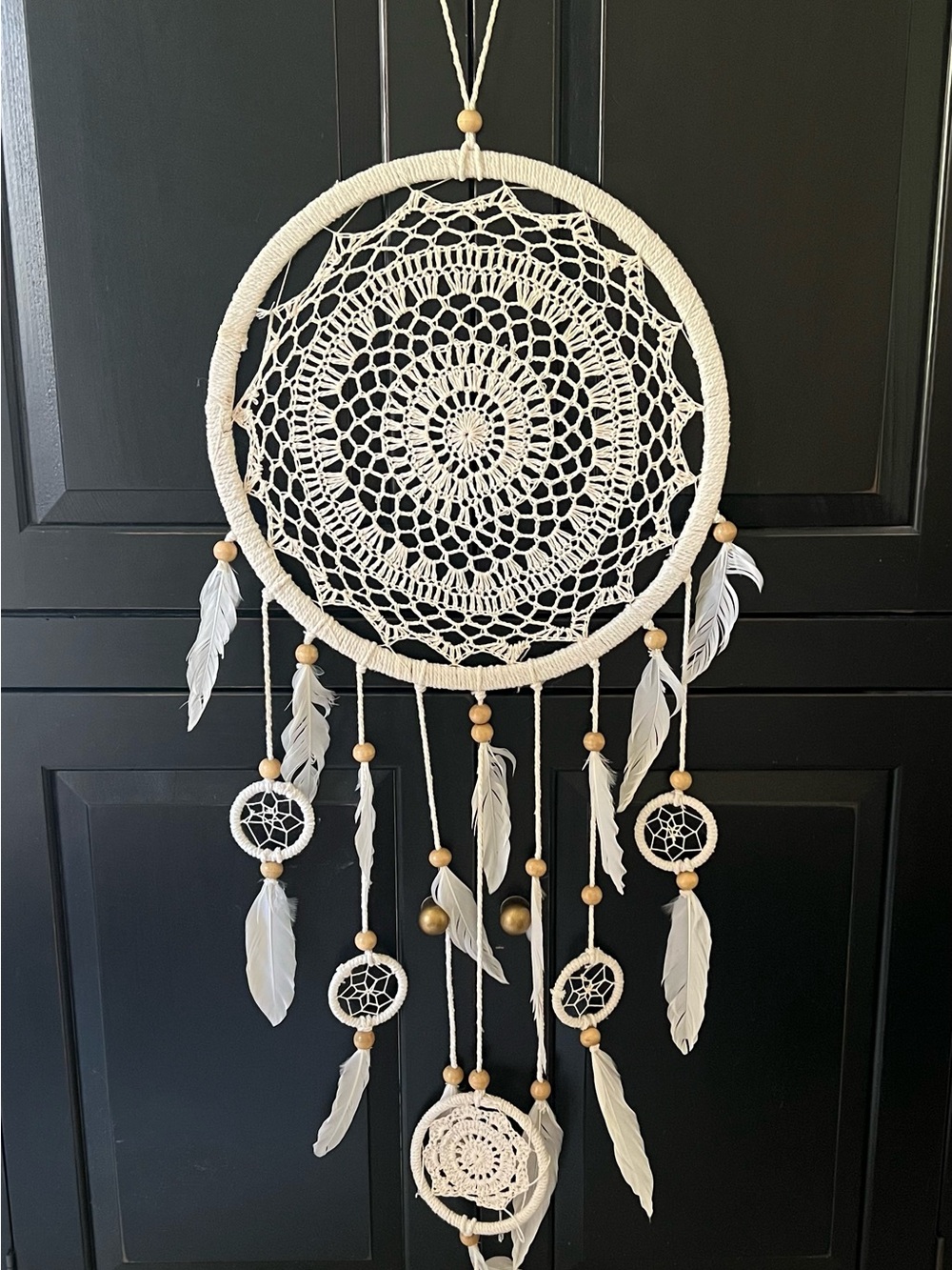 Cream Crochet Dreamcatcher Wall Decor
